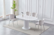 SOFIA EXTENDABLE DINING TABLE WITH WHITE MARBLE AND CERAMIC WITH WHITE FINISHING MEASURING 125/165X100X75CM