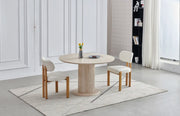 MESA DE COMEDOR REDONDA AXEL EN COLOR TRAVERTINO DE 120X120X75CM