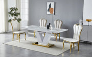 V EXTENDABLE TABLE IN BEIGE MARBLE EFFECT WITH GOLD FINISHING MEASUIRNG 160/200X90X75CM