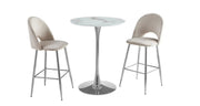 ROSA DINING TABLE WITH BEIGE MARBLE TOP AND SILVER FEETS MEASURING 80X80X105CM