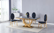 TROPHEE DINING TABLE IN BLACK MARBLE WITH GOLD FEET FINISHING MEASURING 150X90X75CM