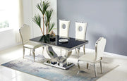 TROPHEE DINING TABLE WITH BLACK MARBLE WITH SILVER FEETS MEASURING 150X90X75CM