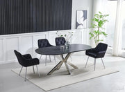MESA DE COMEDOR OPHELIA CON TAPA NEGRA Y PATAS PLATEADAS DE 180X90X75CM