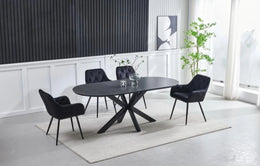 OPHELIA DINING TABLE WITH BLACK TOP AND BLACK FEETS 150X90X75CM