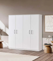 WARDROBE WITH 4 DOORS IN WHITE COLOR MEASURING 173X45X180CM