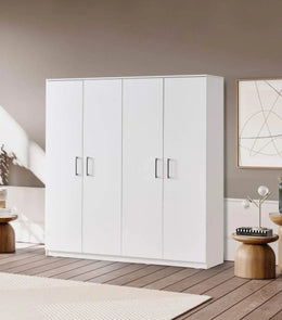 WARDROBE WITH 4 DOORS IN WHITE COLOR MEASURING 173X45X180CM