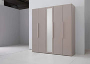 WARDROBE 5 DOORS WITH MIRROR IN TAUPE COLOR MEASURING 200X565.5X216CM