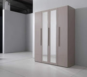 WARDROBE 4 DOORS WITH 2 MIRROR IN TAUPE COLOR MEASURING 160X565.5X216CM