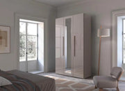 WARDROBE 3 DOORS WITH MIRROR IN TAUPE COLOR MEASURING 120X56.5X216CM