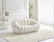 PERLE SOFA IN SOFT DOUDOU TEDDY FABRIC IN BEIGE MEASURING 180X105X35CM