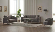 SIDNEY SOFA DESIGN IN 3+2+1 IN GREY COLOR WITH SILVER FINISH WITH CUSHIONS