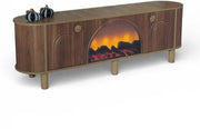 CHEMINEE/TV STAND BOHEME IN WALNUT COLOR WITH FIREPLACE AND STORAGE OPTION