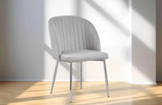 MIAMI CHAIRS IN GREY VELVET WITH SILVER FEETS.