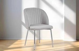MIAMI CHAIRS IN GREY VELVET WITH SILVER FEETS.