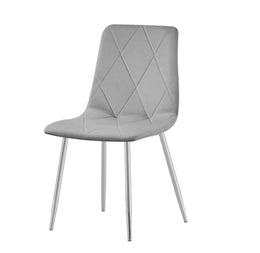 GONE CHAIRS IN GREY VELVET WITH SILVER FEETS.