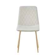 MIRA CHAIRS IN BEIGE VELVET WITH GOLD FEETS.