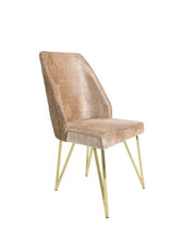 NICOLE CHAIRS IN TAUPE VELVET SEAT AND GOLD FEETS.