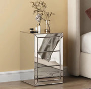 ADEL MIRRORED BEDSIDE TABLE WITH 3 DRAWERS MEASURING 38X38X60CM