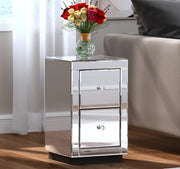 ADEL MIRRORED BEDSIDE TABLE WITH 2 DRAWERS  MEASURING 38X38X60CM