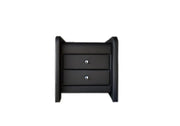 EDAGR BEDSIDE TABLE WITH BLACK FAUX LEATHER  WITH 2 DRAWERS  MEASURING 48X48X50CM