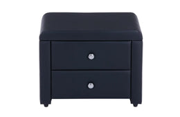 EDAGR BEDSIDE TABLE WITH BLACK FAUX LEATHER 2 DRAWERS MEASURING 48X48X50CM