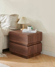 GAIA BEDSIDE TABLE  IN WALNUT COLOR WITH 2 DRAWERS MEASURING 50X40X45CM