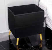 LYDIA BEDSIDE TABLE WITH BLACK AND GOLD LEGS MEASURING 50X40X55CM