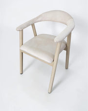BERITA CHAIRS IN BEIGE VELEVT WITH TRAVERTINE LEGS.MEASURING 55X55X75CM