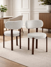 HAILEY CHAIR WITH CREMONA WALNUT  LEGS BEIGE SEAT.MEASURING 50X50X82CM