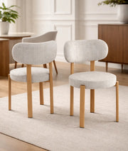 HAILEY CHAIR WITH CREMONA WOOD EFFECT LEGS BEIGE SEAT.MEASURING 50X50X82CM