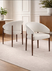 CHARLY CHAIR WITH WALNUT EFFECT LEGS IN BEIGE VELVET.MEASURING 55X50X82CM