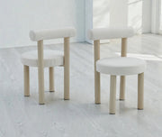 IRINA CHAIR WITH TRAVERTINE LEGS AND VELVET BEIGE SEAT.MEASURING 50X50X80CM