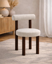 IRINA CHAIR WITH WALNUT EFFECT LEGS AND BEIGE FABRIC SEAT.MEASURING 50X50X80CM