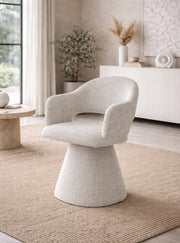 VALENTINA SWIVEL CHAIR IN BEIGE CREMONA FABRIC AND ROTATING 360º.MEASURING 60X50X85CM.
