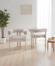 LIORA CHAIRS WITH TRAVERTINE EFFECT LEGS AND BEIGE VELVET SEAT.MEASURING 67X53X72CM