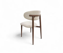 BOHEME CHAIRS IN WALNUT EFFECT LEGS WITH CHENILLE BEIGE FABRIC.MEASURING 50X50X84CM