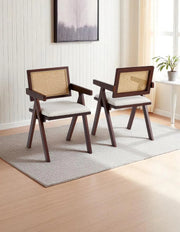 ROTINA CHAIR IN WALNUT EFFECT FINISHWITH BEIGE VELVET SEAT.MEASURING 50X50X80CM