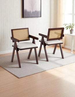 ROTINA CHAIR IN WALNUT EFFECT FINISHWITH BEIGE VELVET SEAT.MEASURING 50X50X80CM