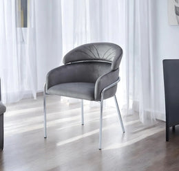 EMILY CHAIRS WITH GREY VELVET WITH SILVER FINISHING.MEASURING 60X55X80CM
