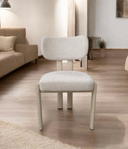 HERA CHAIRS WITH TRAVERTIN LEGS AND CHENILLE BEIGE FABRIC.MEASURING 48X50X80CM