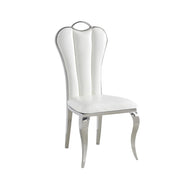ALICE CHAIRS WITH WHITE LEATHER AND SILVER FEETS.MEASURING 50X50X110CM
