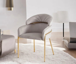 EMILY CHAIRS WITH TAUPE VELVET WITH GOLD FINISHING.MEASURING 60X55X80CM