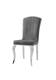 NINO CHAIRS WITH GREY VELVET WITH SILVER FEETS.MEASURING 50X60X93CM