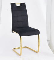 CHAIRS WITH BLACK VELVET WITH GOLD FINISHING.MEASURING 45X45X100CM.
