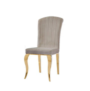 NINO CHAIRS IN TAUPE VELVET WITH GOLD FEETS.MEASURING 50X60X93CM