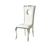 ROYAL CHAIRS WITH WHITE LEATHER WITH SILVER FINISHING.MEASURING 50X50X110CM