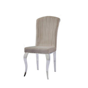 NINO CHAIRS WITH TAUPE VELVET AND SILVER FEETS .MEASURING 50X50X93CM