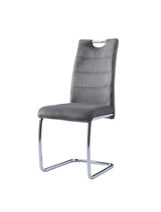 CHAIRS IN GREY VELVET WITH SILVER FINISHING.MEASURING 45X45X100CM