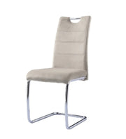 CHAIRS IN BEIGE VELVET WITH SILVER FINISHING.MEASURING 45X45X100CM