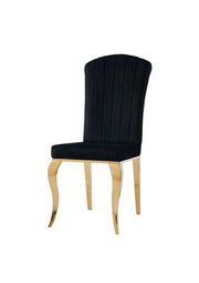NINO CHAIRS WITH BLACK VELVET WITH GOLD FEETS.MEASURING 50X60X93CM